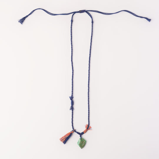 Braided rope turquoise necklace #106