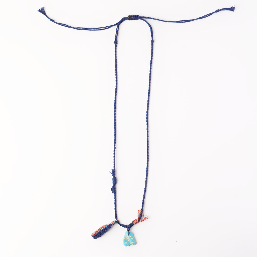 Braided rope turquoise necklace #127