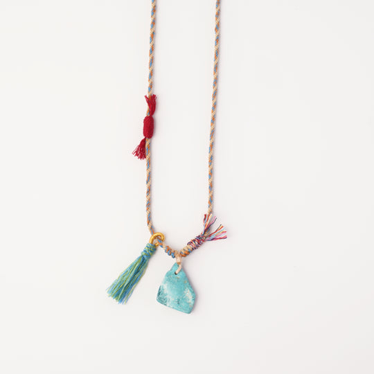 Braided rope turquoise necklace #232