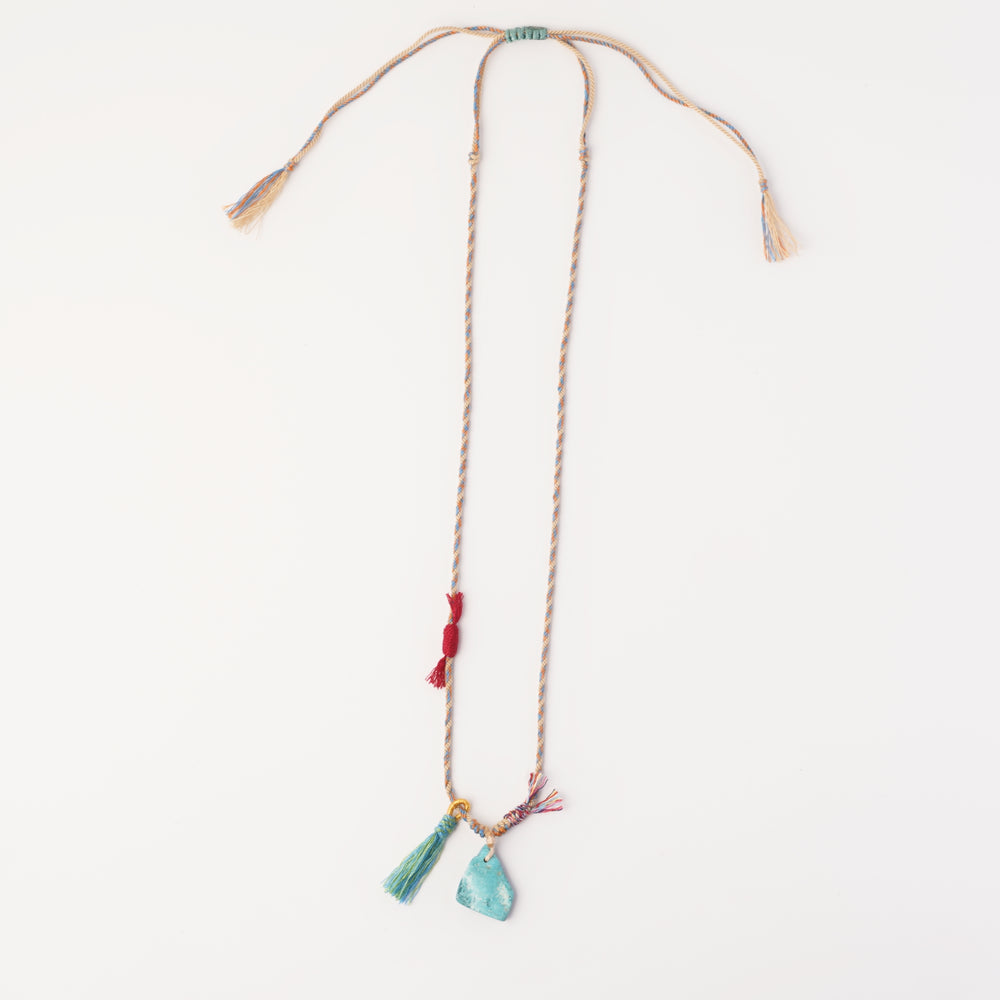 Braided rope turquoise necklace #232