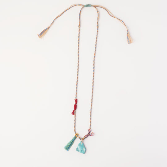 Braided rope turquoise necklace #232