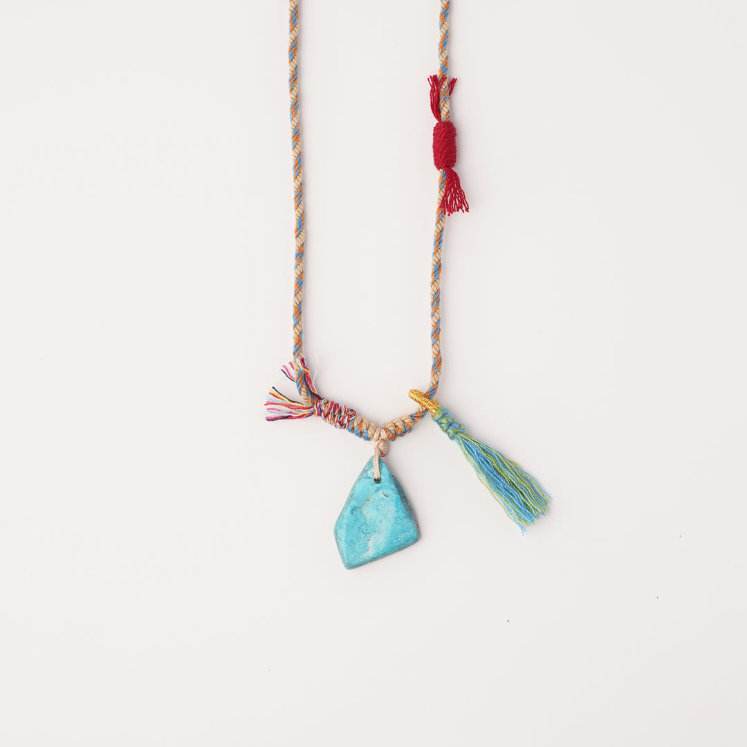 Braided rope turquoise necklace #232