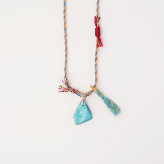 Braided rope turquoise necklace #232