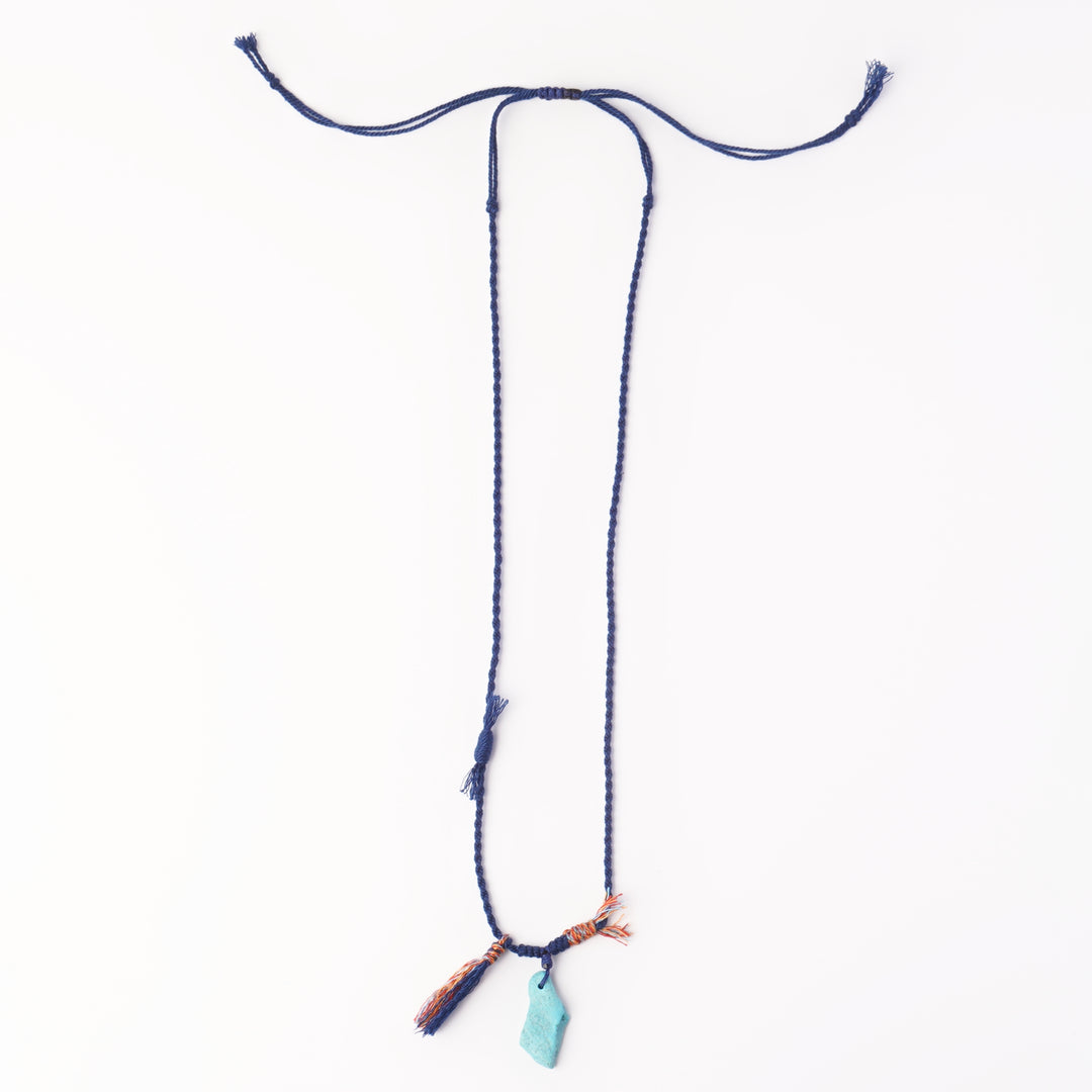 Braided rope turquoise necklace #277
