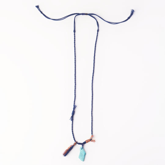 Braided rope turquoise necklace #277