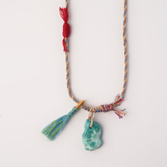 Braided rope turquoise necklace #516