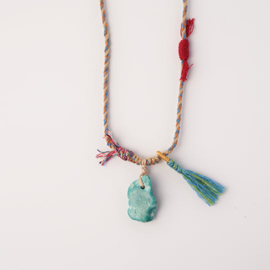 Braided rope turquoise necklace #516