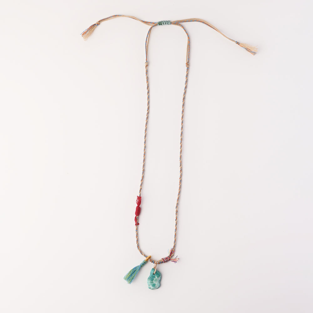 Braided rope turquoise necklace #516