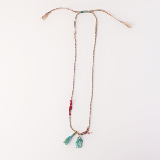 Braided rope turquoise necklace #516