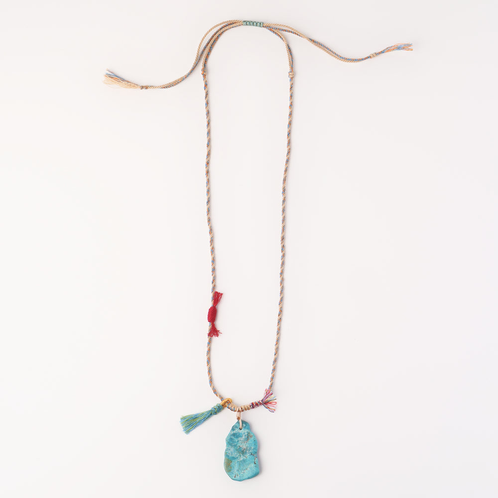 Braided rope turquoise necklace #77