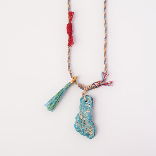 Braided rope turquoise necklace #87