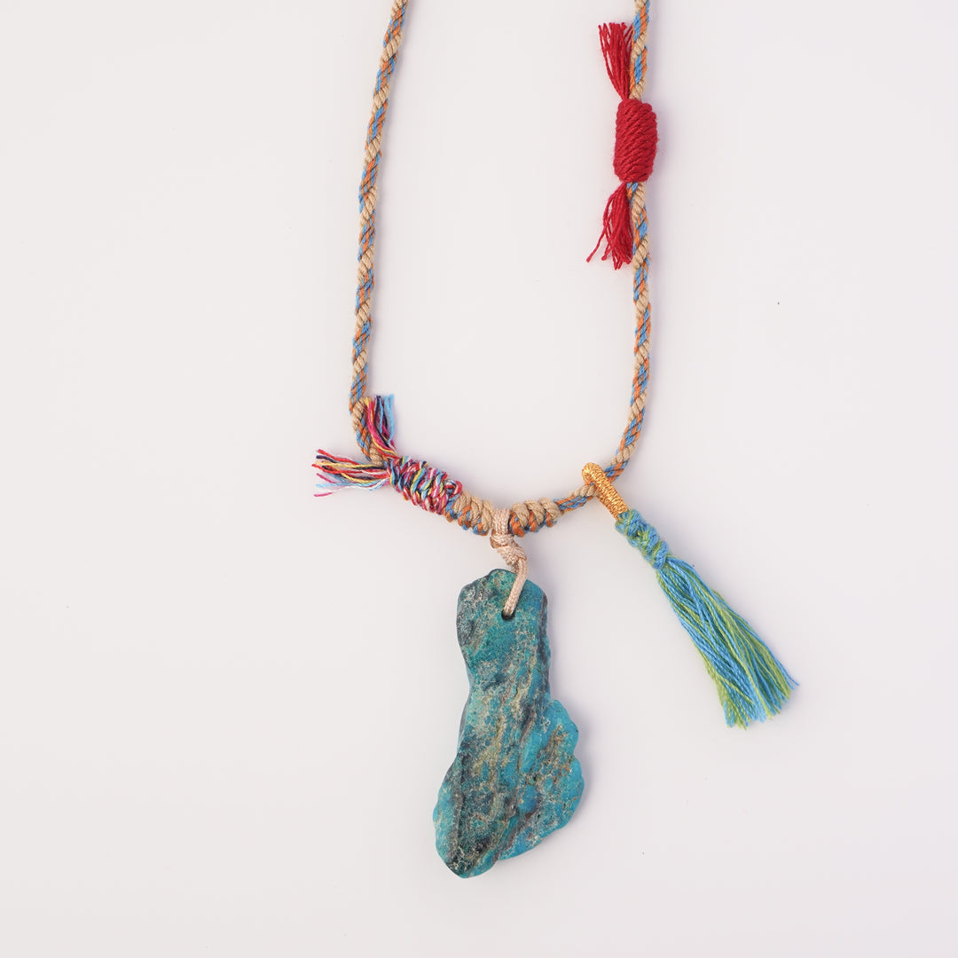 Braided rope turquoise necklace #87