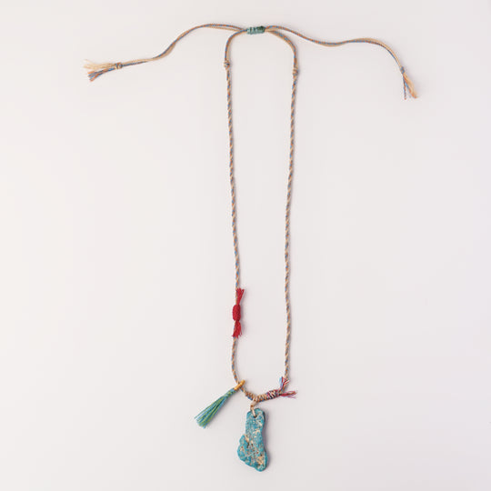 Braided rope turquoise necklace #87