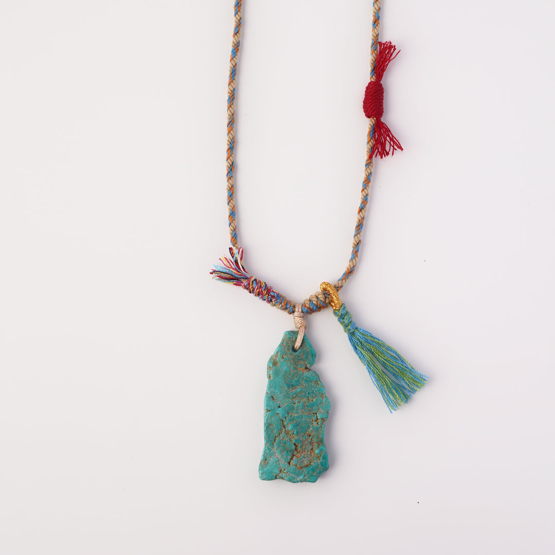 Braided rope turquoise necklace #89