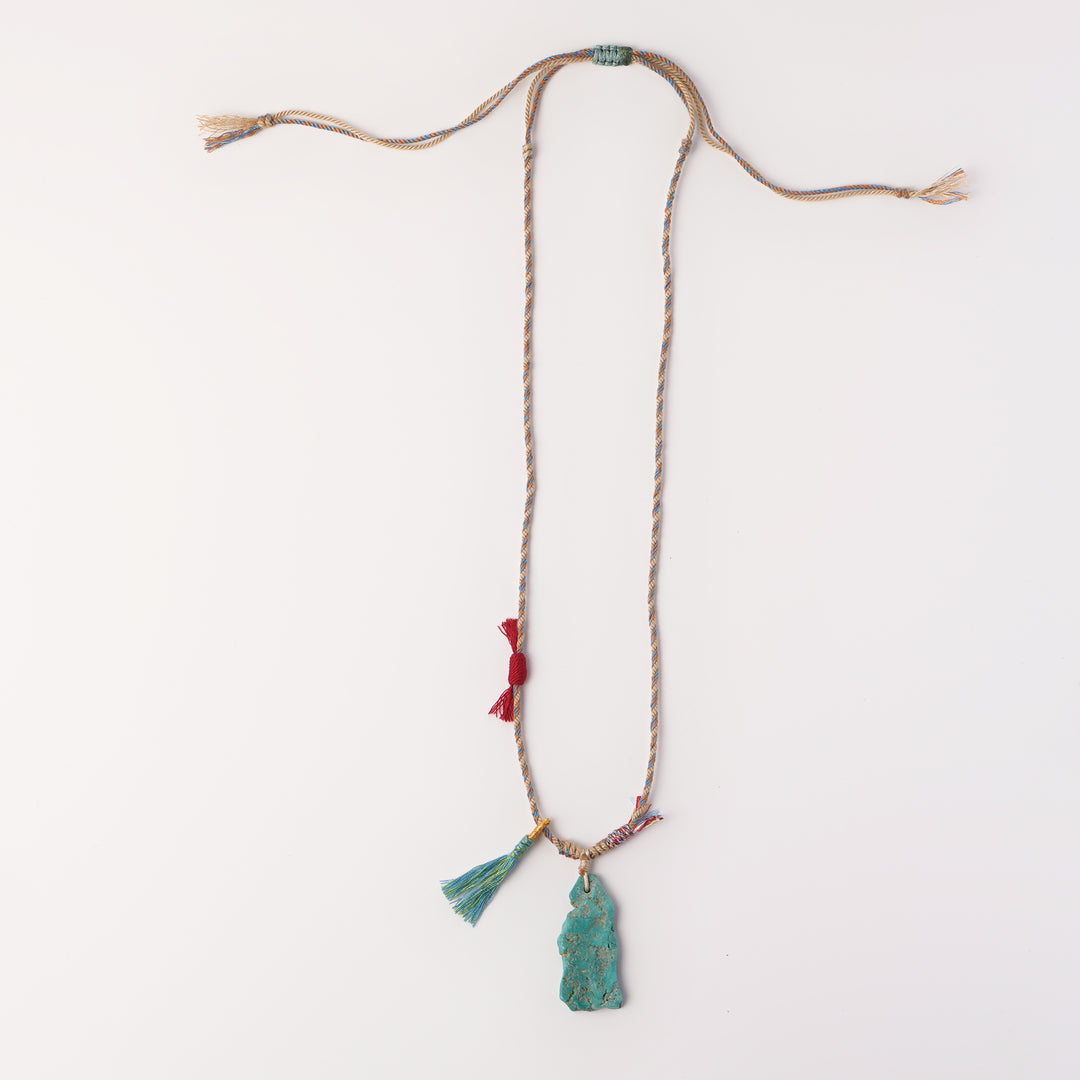 Braided rope turquoise necklace #89
