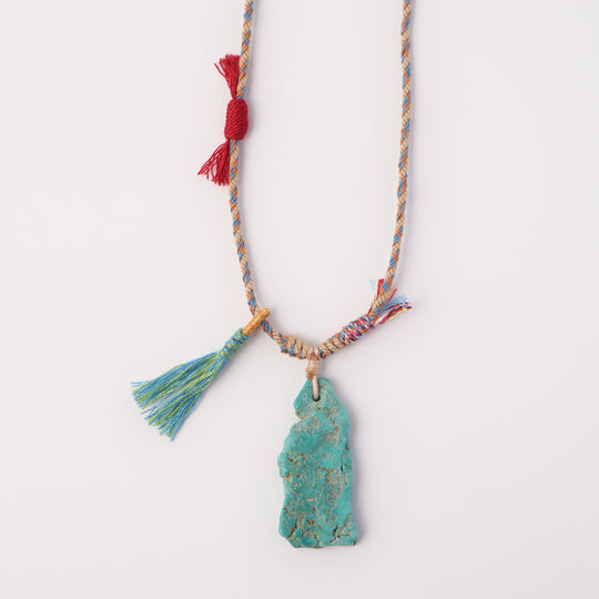 Braided rope turquoise necklace #89