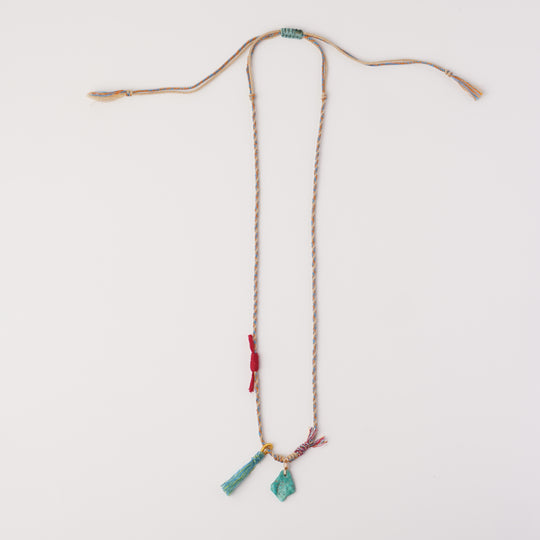 Braided rope turquoise necklace #175