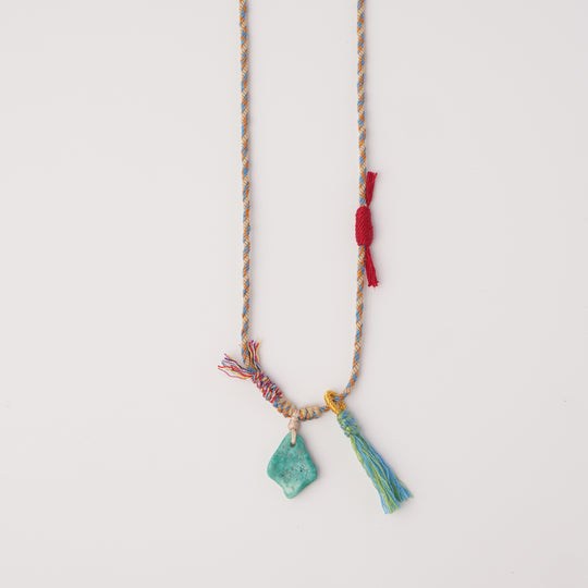 Braided rope turquoise necklace #175