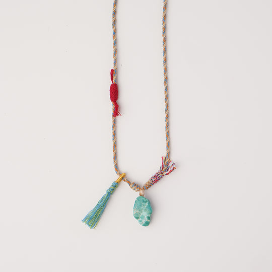 Braided rope turquoise necklace #177
