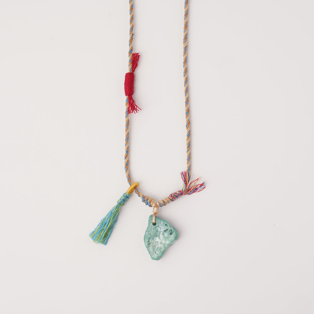 Braided rope turquoise necklace #218