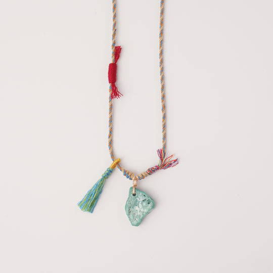 Braided rope turquoise necklace #218