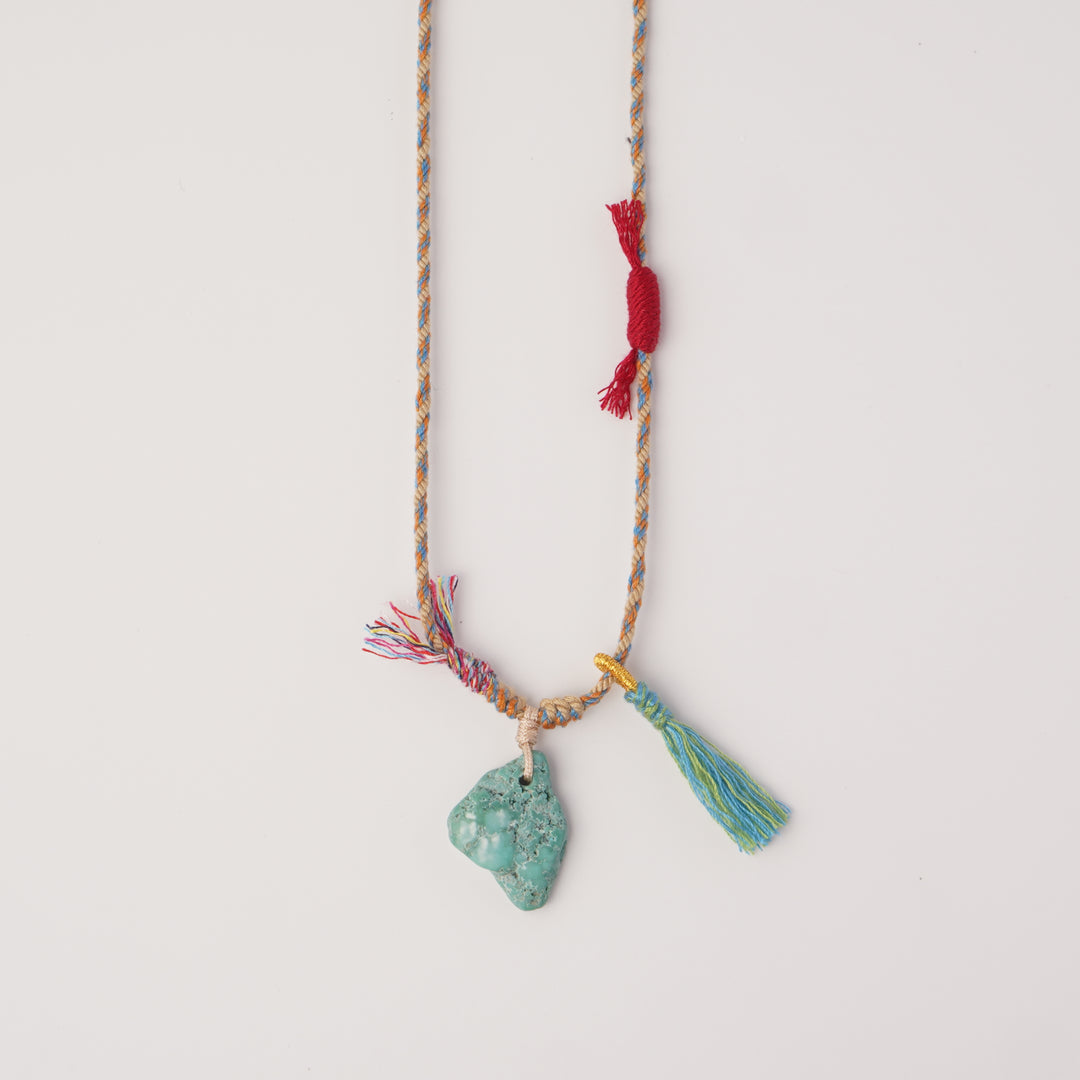 Braided rope turquoise necklace #218