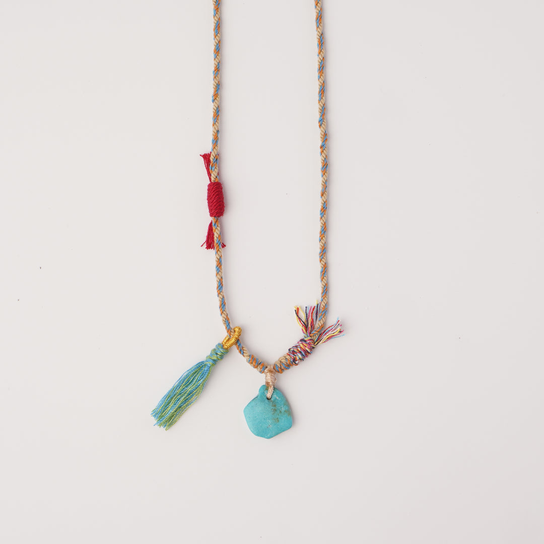 Braided rope turquoise necklace #151