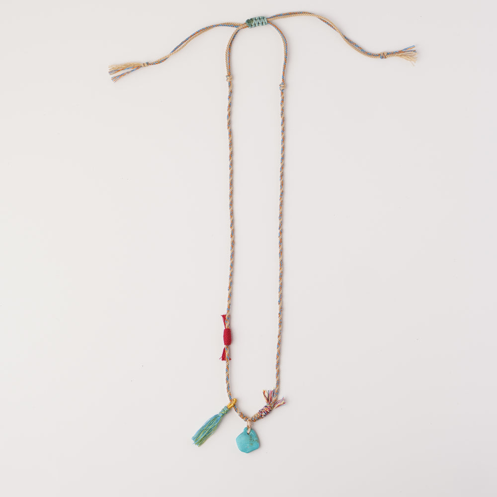 Braided rope turquoise necklace #151