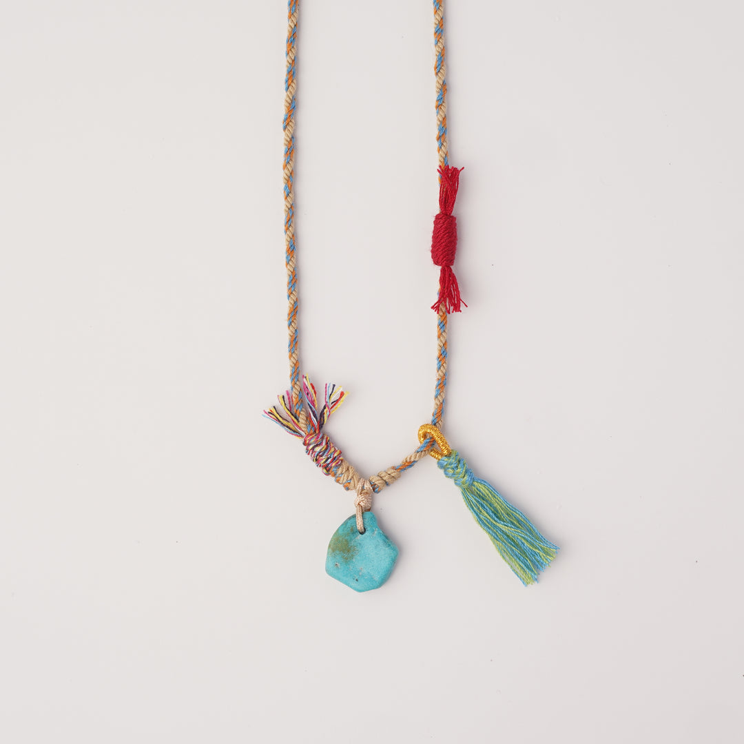 Braided rope turquoise necklace #151