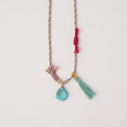 Braided rope turquoise necklace #151