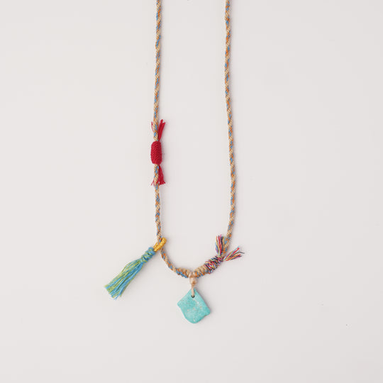 Braided rope turquoise necklace #154