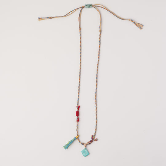 Braided rope turquoise necklace #154