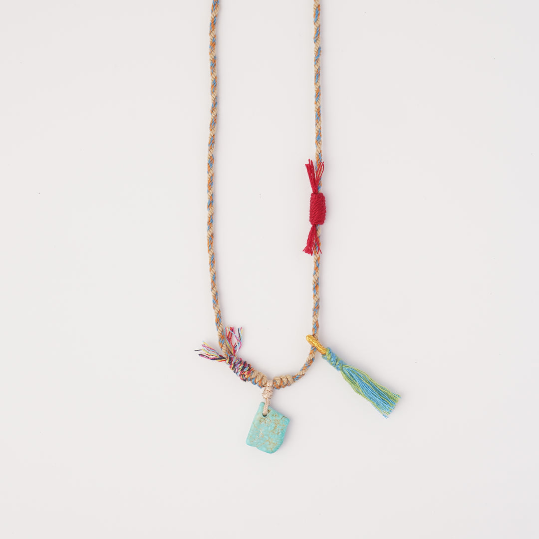 Braided rope turquoise necklace #154