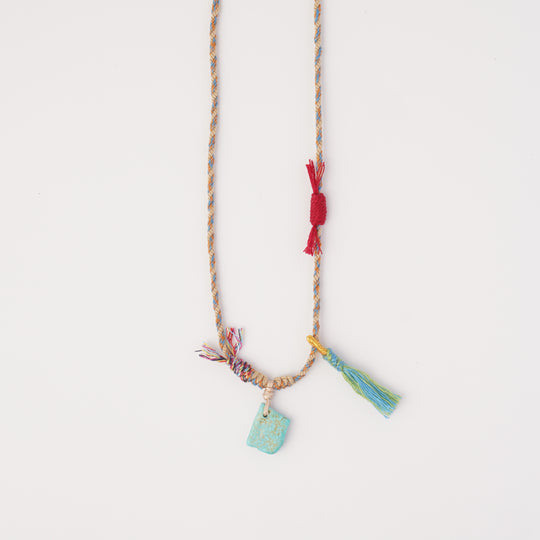 Braided rope turquoise necklace #154