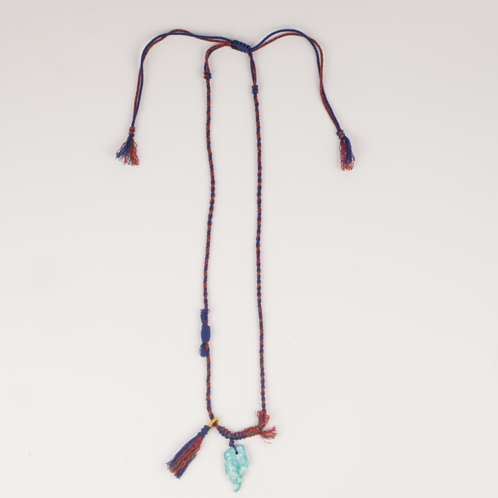 Braided rope turquoise necklace #268