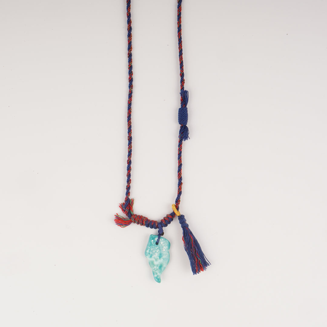 Braided rope turquoise necklace #268