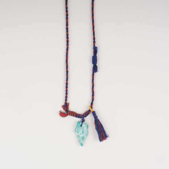 Braided rope turquoise necklace #268