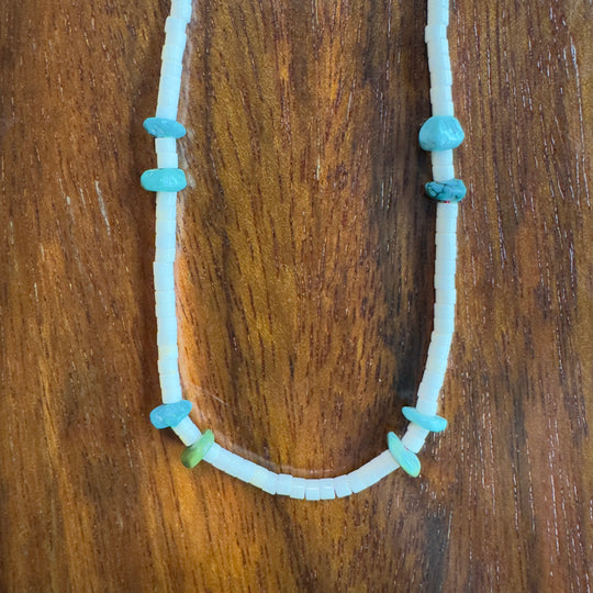 Volney 776 turquoise cloth necklace cyan