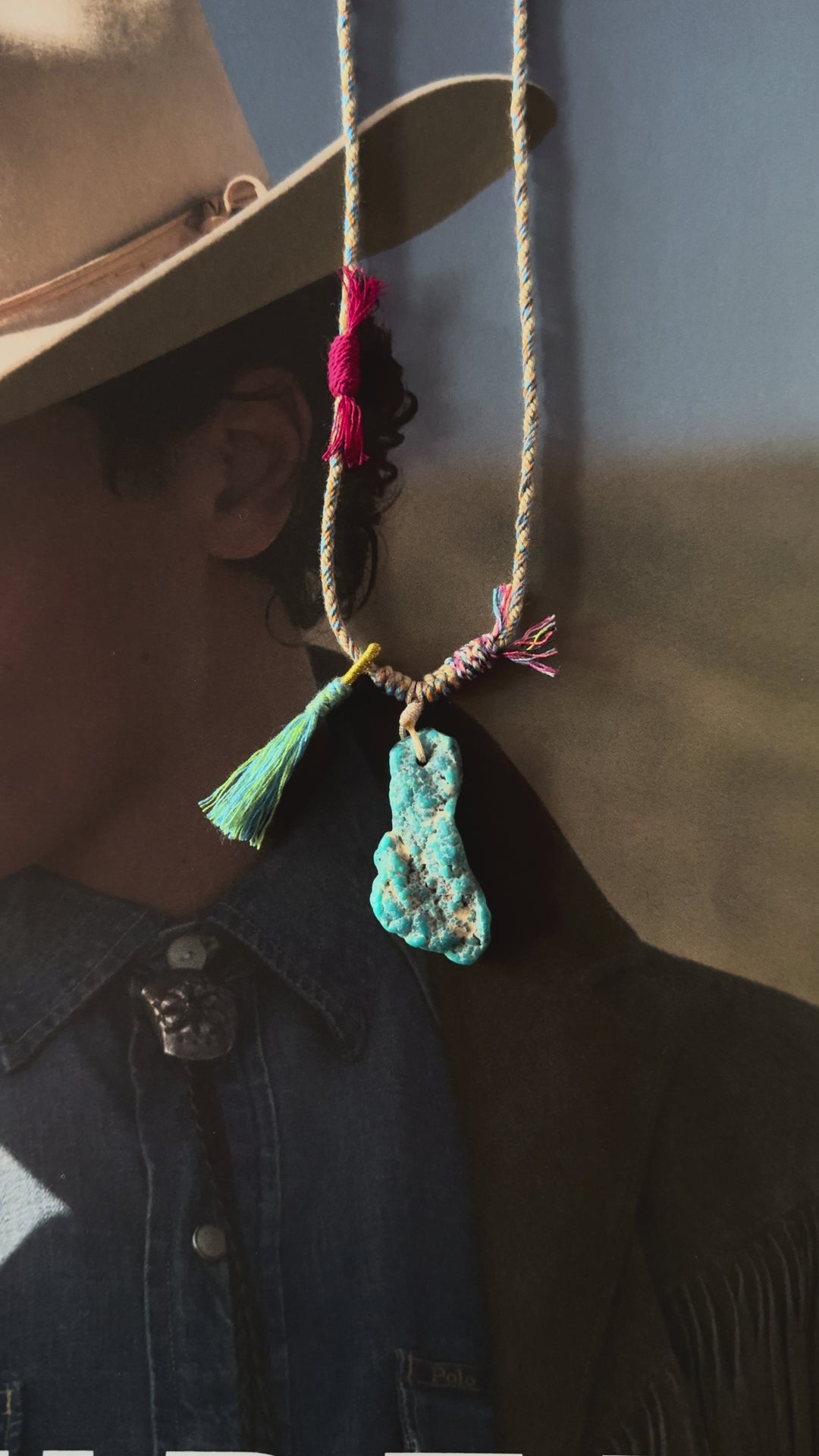 Braided rope turquoise necklace #151
